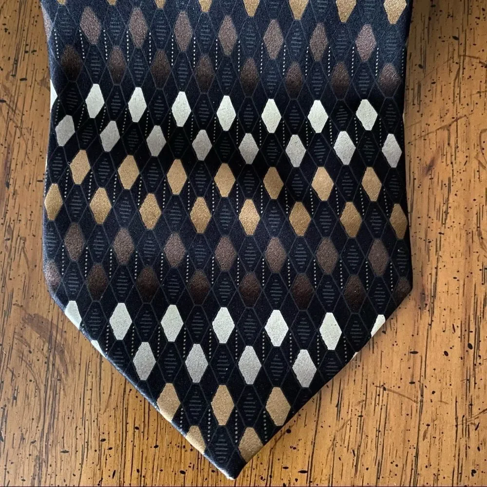 Bergamo New York Tie Handmade Diamond Pattern Business Casual Formal Classic - Picture 7 of 11